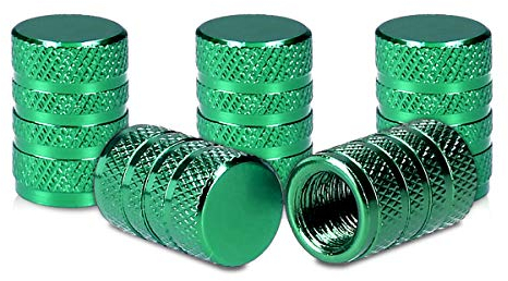 kwmobile 5X Auto Ventilkappen Abdeckung - Autoventil Schraderventil Metall Kappen - PKW Fahrrad Motorrad Ventildeckel in Grün