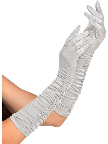 W WIDMANN MILANO Party Fashion – rynkade satinhandskar, 1 par, längd 44 cm, tillbehör 20-talet