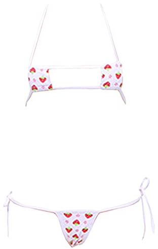 SINGUYUN Sexy Strawberry Lingerie Micro Bikini Anime Giapponese Cosplay Costume Da Bagno Perizoma Pigiama Set, 316 Bianco Rosso, Taglia Unica, 316bianco Rosso, taglia unica