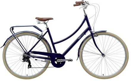 Bobbin Brownie Bike Dutch Style 700c 29-inch Wheel City Bicycle Mens Bike, Ladies Bike, 7 Speed with Lightweight Alloy Frame (M/L, Blueberry)