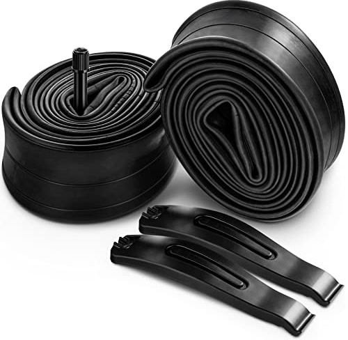 Hapleby 2PCS Premium Bike Tubes Compatible for 26 Inch x 1.75/1.95/2.10/2.125 Bike Tire, Mountain Bike Inner Tube with Schrader Valve, 2PCS Levers