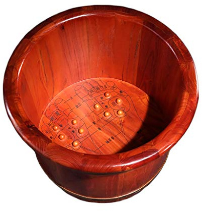 Foot Tub Wooden Foot Basin Camphor Wood Foot Bucket, With Lid Wooden Foot Bath Barrel, Foot Massage Wood Basin foot Bath Wooden Bucket Foot Spa Household Wash Ba ( Color : Single barrel with massage )