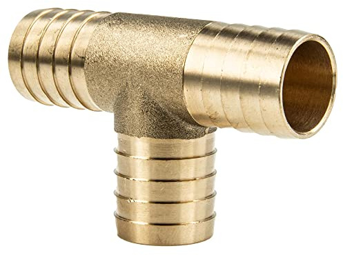 tecuro Conector de manguera en forma de T de 3/4 pulgadas (19 mm) de latón desnudo