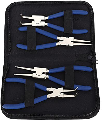 Circlip Pliers Set, 4-Piece Circlip Pliers Set with Non-Slip Handles Curved Pliers Straight Pliers for External Circlips and Internal Circlips 175 mm