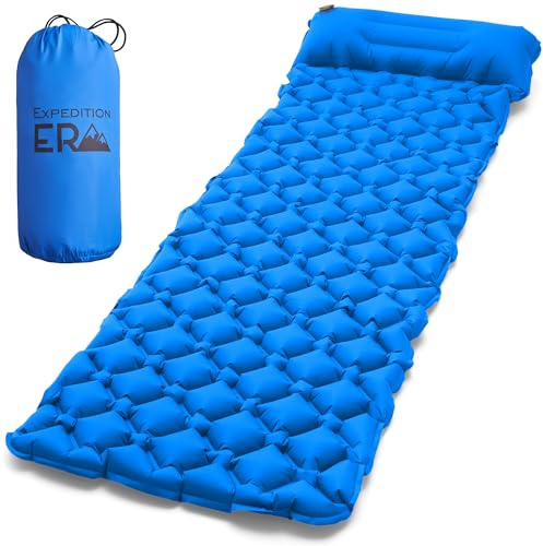 Materassino Campeggio - Materasso 180x65cm Gonfiabile Singolo con Cuscino - Ultraleggero Compatto Trekking Tappetino per Tenda - Portatile Pieghevole Stuoino da Viaggio - Lettino per Spiaggia di Sassi