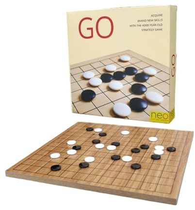 Go Game Set 22,5 x 22,5 cm, Bambus-Holzbrett, 14 mm Durchmesser, doppelt konvexe Linsenform