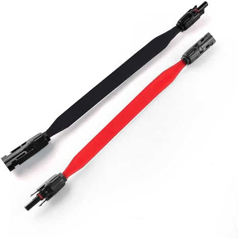 TEOV SOLAR 1 Paar Solarkabel Fensterdurchführung 50CM Flach mit Stecker und Kupplung, Photovoltaikmodul Kabel, Flache Solarkabel-Fensterdurchführungen