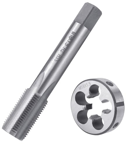 BIGP Maschio Filettato M18 X 1,5, Filettatura Metrica e Maschio, Set di Maschio e Filiera HSS, Maschio a Mano Passo Destro, Strumenti per Filettatura per La Lavorazione del Legno e del Metallo