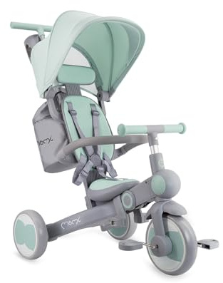 MoMi SOLIVIA Dreirad ab 1 Jahr mit Schubstange, 4 in 1, Klappbar, bis 25kg