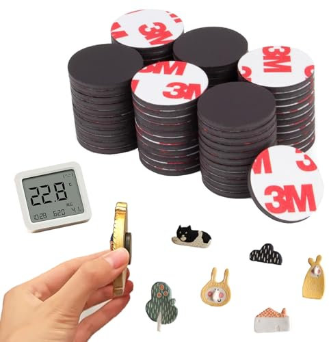 CALLYSONIC Lot de 26 aimants à coller, plaquettes magnétiques, puissants, ronds, pour réfrigérateur, tableau noir