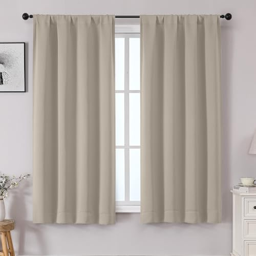 OWENIE Sally Stone Lot de 2 rideaux occultants pour chambre à coucher - 160 cm de long - Isolation thermique - Économie d'énergie - Rideaux occultants avec passe-tringle - 101,6 x 160 cm (l x L