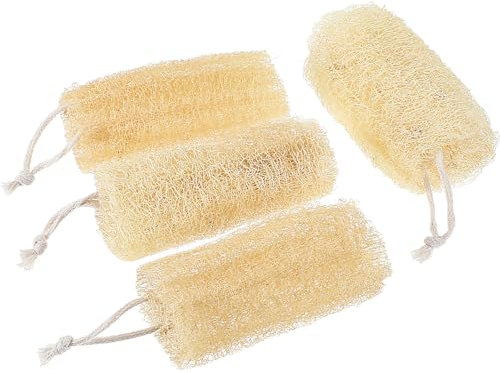 YBEATY Lot de 4 éponges en luffa naturel sans colorant pour le corps - Écologique - Tout usage - Pour femme et homme - Pour nettoyer la vaisselle de la douche