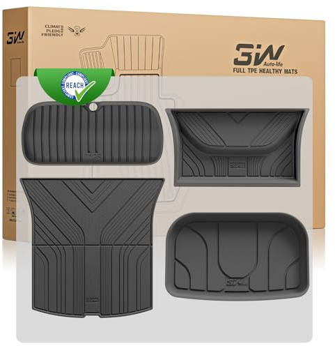 3W Kit 4 Tapis de Coffre pour Tesla Model Y Juniper 2025 2026(Premium/Performance), Tapis Avant,Toutes Saisons Protection Coffre Premium de Chien en Thorex™ pour Tesla, Non pour New Standard 2026