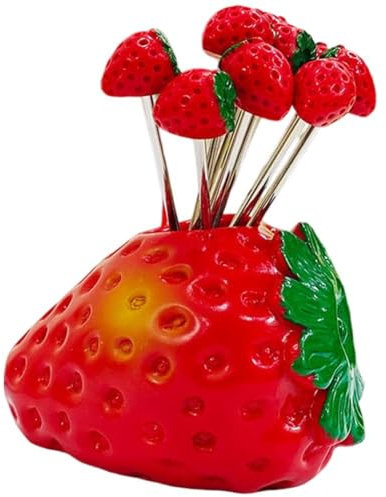 Ericetion Set of 10 Strawberry Fruit Picks Stainless Steel Fruit Forks and 1 Strawberry Holder, Fruit Forks, Dessert Forks Fruit Forks Salad Forks Food Picks