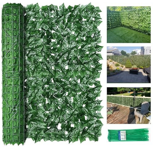 DUDUPIE Artificial Ivy Privacy Fence Screen - 5m Outdoor Garden Privacy Screening, Balcony Privacy Screen, Stylish Wall Décor, UV-Resistant Faux Leaves, Lush Green Ivy Look, Ideal for Privacy & Shade