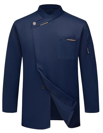 Bastwahl Blouse de Travail Homme Cuisine - Coupe Ajustée Unisexe Blouse de Chef Veste de Cuisinier Manches Longues/à Manches Courtes Stretch Travail Respirant Vêtement Chemise Uniforme Hôtel