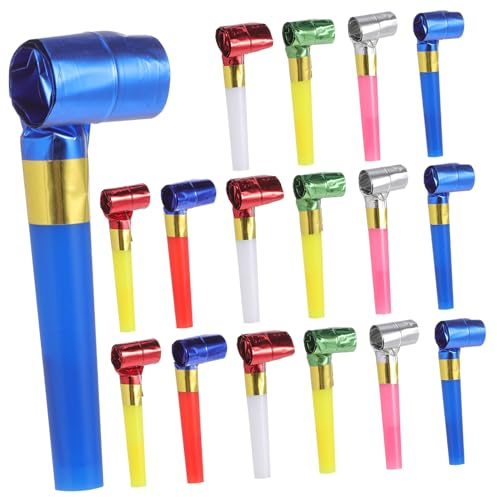 FIXOSHEE 20 Piezas Silbatos Infantiles de Fiesta Colores Surtidos Bocinas Ruidosas Portátiles para Cumpleaños Bodas Infantiles Color Aleatorio