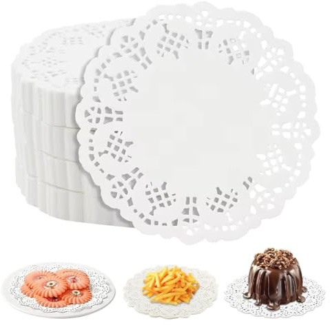 GNALIA Napperon Papier Dentelle Blanc, 150 Pièces 11.5Cm 4.5 Rond Pour Mariage, Anniversaire, Gâteaux Et Décoration De Table