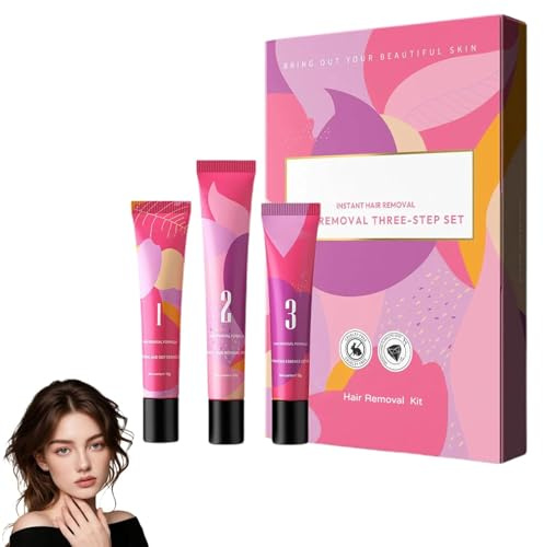 Crema depilatoria facial Aurlux. Kit de depilación trilogía con crema, gel suavizante y loción hidratante. Fórmula suave para todo tipo de piel.,1PCS