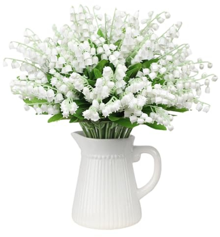 Omquot Konstgjorda Liljekonvaljblommor, Elegant Vit Simulering Av Falsk Dekor för Bröllop och Hem, 20 Count, Premiummaterial