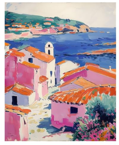 1 St Öppet Fönster Tryck Stil Fauvism Målning Hav Apelsinträd Kustnära Utsikt Canvas Affisch