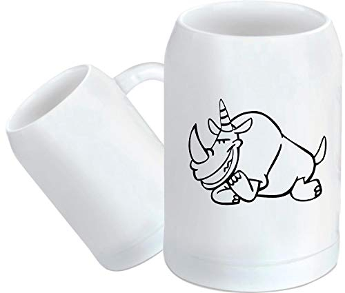 Shirtstown Chope à bière, animaux amusants, corne de licorne, licorne, rhinocéros, verre à bière, mesures, dictons logo animaux zoo naturel.
