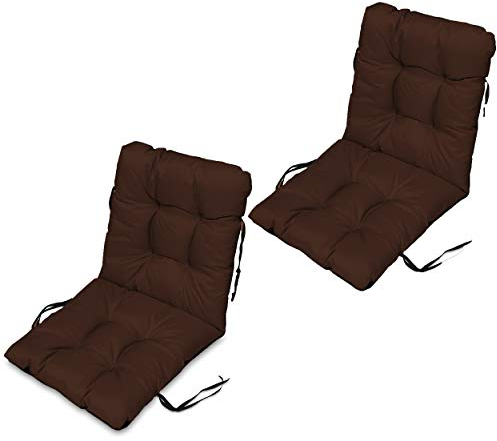 SuperKissen24. Stuhlkissen Sitzkissen und Rückenkissen für stühle - 2er Set 48x96 cm - Outdoor und Indoor - braun