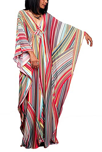 YouKD Vestido de verano floral suelto caftán boho playa bikini cubre vestido de talla grande para mujer, Multicolor, Talla única