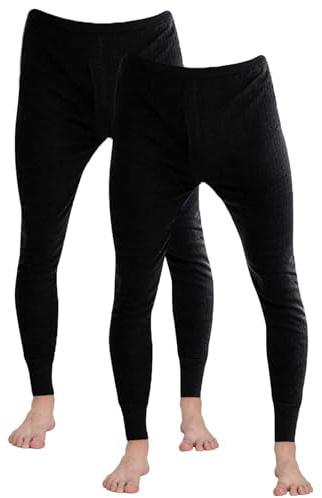 Gaffer 2 Pack Mens Thermal Bottom Long Johns Trousers Warm Underwear Baselayer Thermals Winter Ski Wear BLK S