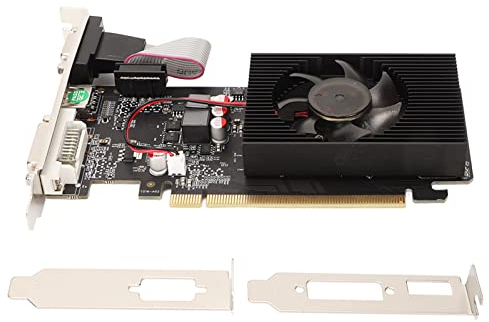 Tarjeta Gráfica DDR3 de 1 GB, Tarjetas Gráficas de 128 bits con 2 Soportes Interfaz PCI Express X16 2.0 Tarjeta de Video para Juegos de Escritorio Compatible con VGA/HDMI/DVI