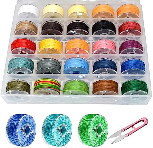 25 Rouleaux Fil de Cire: 10m x 0,55 mm Nizirioo Fil de Cordon Ciré Coloré, Fil Bracelet Perle, Cordon Ciré, Fil de Coton Multicolore pour la Fabrication de Bijoux, Colliers, Travaux, Manuels, Macramé