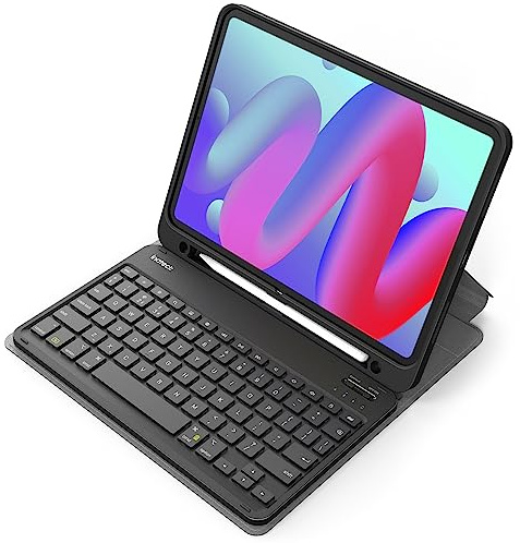 Inateck Case with Keyboard for iPad A16 11th Gen 2025 11 inch/10th Gen 2022 10.9 inch, Detachable Keyboard with Pencil Holder for iPad Air 11 M4 2026/M3 2025/M2 2024, Air 5/4, Pro 11 4/3/2/1, Black