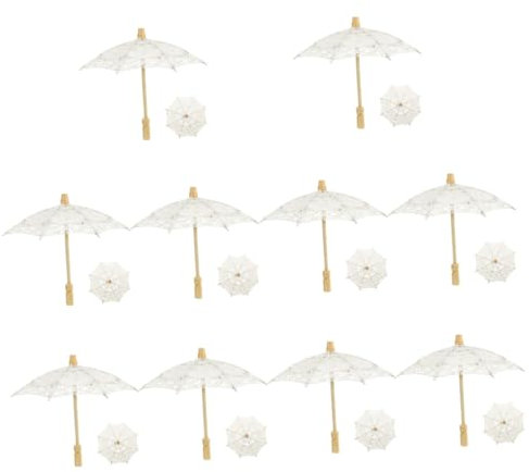 PACKOVE 10st Regenschirm Aus Baumwolle Prinzessin Spitze Spitzenschirme Für Teeparty Prinzessin Puppe Weißer Brautschirm Klarer Regenschirm Foto Handy Regenschirm Hölzern Baby