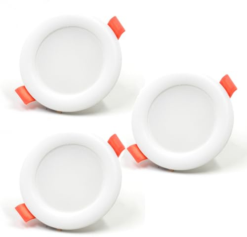 Rolux LED Einbaustrahler 230V 68mm - 80mm IP44 Dimmbar 4,8W 420lm 3000K-4000K-6000K LED Spot Deckeneinbauleuchte flach - 3er Set