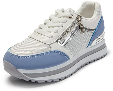 JOMIX Damen Sneaker Atmungsaktiv Sportschuhe Leicht Elegant Plateau Laufschuhe Fitness Walking Turnschuhe Outdoor (Blau, 39 EU)