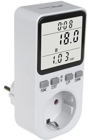 Green Blue GB364 F Energiekostenmessgerät, Wattmeter, Energiezähler, Stromverbrauchszähler, Max: 3680 W, Anzeige von verbrauchten kWh und Energiekosten, Überlastungsalarm