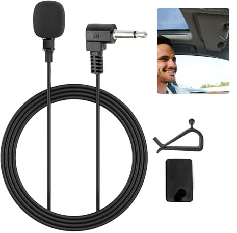 Car Microphone 3.5mm Jack Clip On Mini External Lavalier Wired Mic HD Voice Plug and Play for Phone Camera Car and Vehicle Head Unit with Bluetooth Enabled Stereo, Radio, GPS and DVD 3m Cable