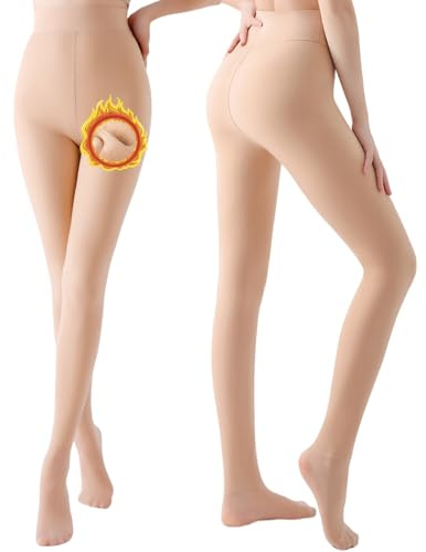 Arkim Fleece fodrade strumpbyxor 3 storlekar (S/M/L) 1 sömlinje i grenen, falska transparenta strumpbyxor, högelastiska termostrumpbyxor vinterleggings