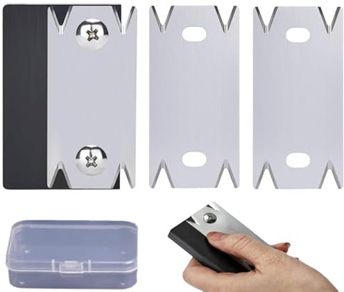 COZERI Lot de 3 coupe-bordures, rabot manuel pour le travail du bois, coupe-bordures, PVC, ABS, placage et bois, avec 2 lames de rechange et boîte en plastique, outil de débroussailleuse