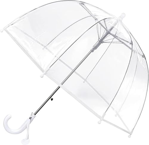 Kids Clear Bubble Umbrella -Perfect for Walking Safety-Grip Curved Handle-Transparent Dome See Through Child,Safety Kids Umbrella for Toddler Boys Girls