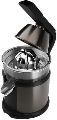 AIWA KORYU AJC-5000 – Exprimidor de palanca 120W, cuerpo y filtro de acero inoxidable, sin BPA, sistema antigoteo, base antideslizante, diseño compacto. Color: Acero Inox