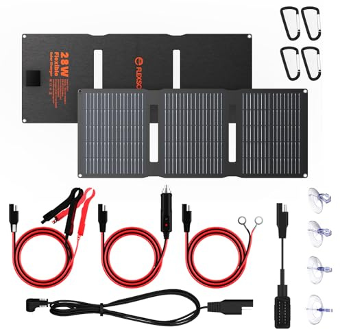 Flexsolar Panel solar de 28 W,cargador de batería solar de 12V módulo solar