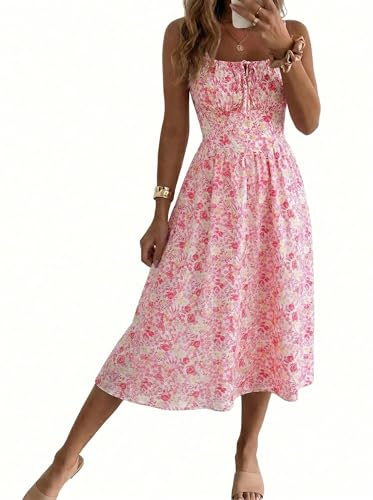 Cicy Bell Robe d'été pour femme, motif floral, sans manches, avec bretelles