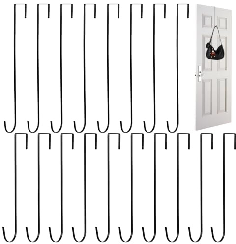 INTERWARM Crochet Décoratif pour Couronne de Pâques (32 pièce) Crochet Simple pour Suspendre et Manteaux (Deux Tailles) Supports de Cadre de Porte en Acier au Carbone 16 pièce Par Taille Noir