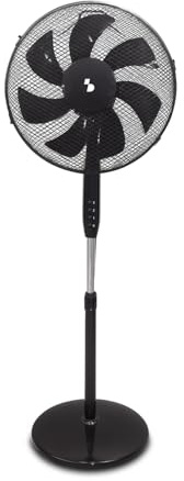 BEPER P206VEN120 Ventilatore a Piantana 7 Pale 40 cm, Ventilatore da Terra con Oscillazione, 3 Velocità, Altezza Regolabile fino a 130 cm, Base Tonda Stabile, Nero