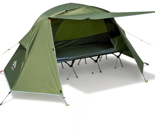 Night Cat 1 Man Tent Waterproof: Elevated Tent with Camp Bed for Hiking Trekking Travelling in Desert Grass Muddy Ground