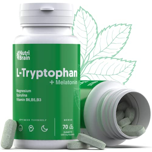Triptófano Complex con Melatonina y Espirulina + Magnesio y Vitaminas B6 B5 B3 | Fórmula Sinérgica para Sueño, la Tranquilidad y Aumentar la Energía, el Bienestar y la Concentración