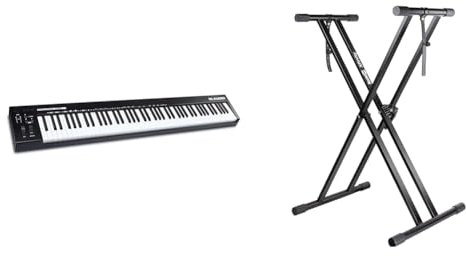 M-Audio Keystation 88 MK3 – 88 Key Semi Weighted MIDI Keyboard Controller & RockJam XX-363 Xfinity Doublebraced Pre Assembled Keyboard Stand with Locking Straps & Lessons.,Black