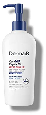 Derma B CeraMD Repair Oil 200 ml, olio per il corpo leggero, morbido, idratante con formula di olio di cocco lattiginoso per pelli secche, sensibili e pruriginose, senza grasso