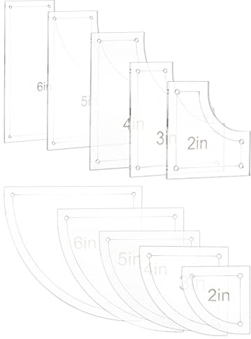 BENECREAT 10Pieces Quilting Acrylic Template Set, 2/3/4/5/6Inch Transparent Rulers with Film Protection, for DIY Kitchen Art Craft